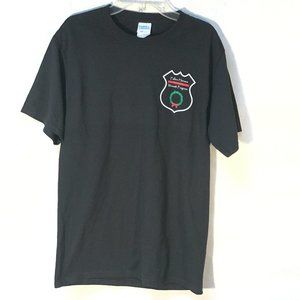 USA Flag Red Stripe Fallen Heros Black Short Sleeve Patriot Tee T Shirt